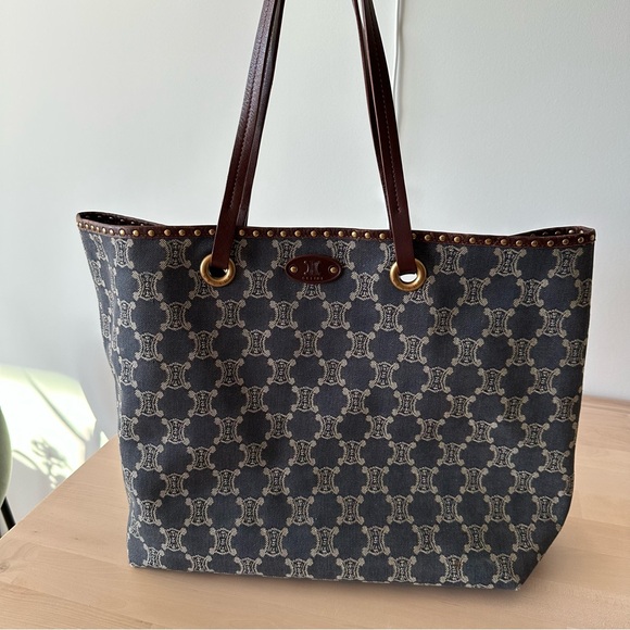 CELINE - Vintage Denim Tote Bag (Macadam Monogram) - Picture 1 of 11